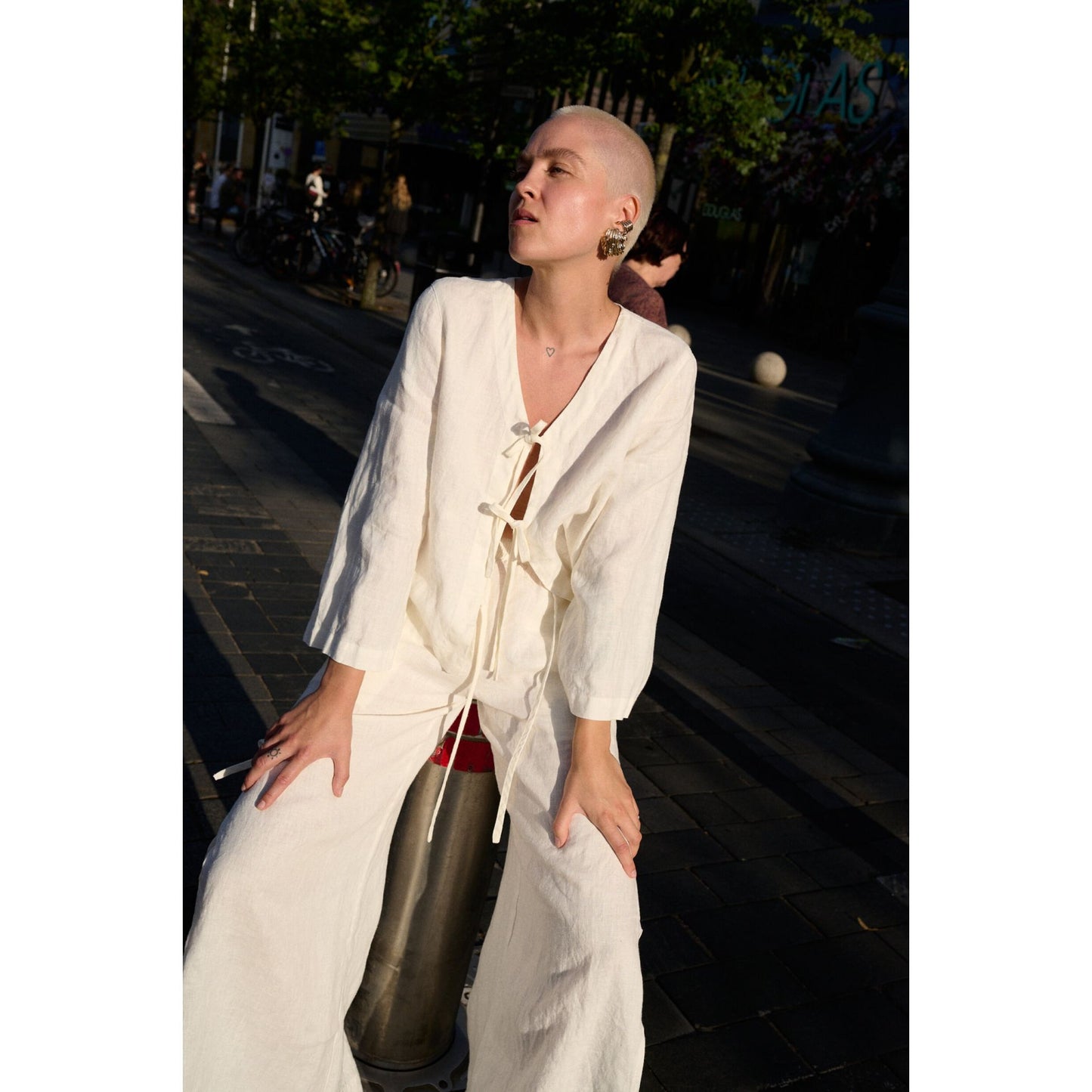 Marina white tie front top