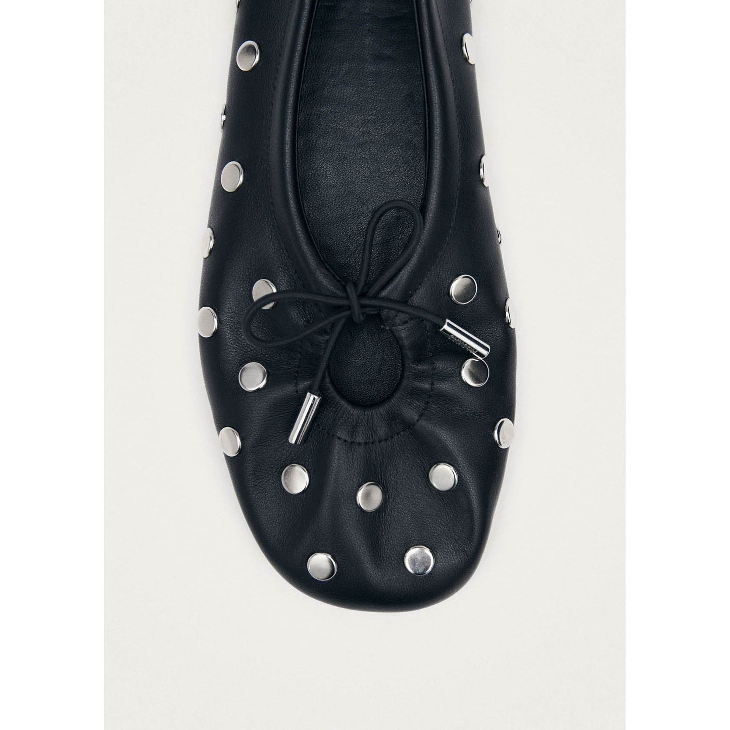 Rosalind All Studs Black Leather Ballet Flats