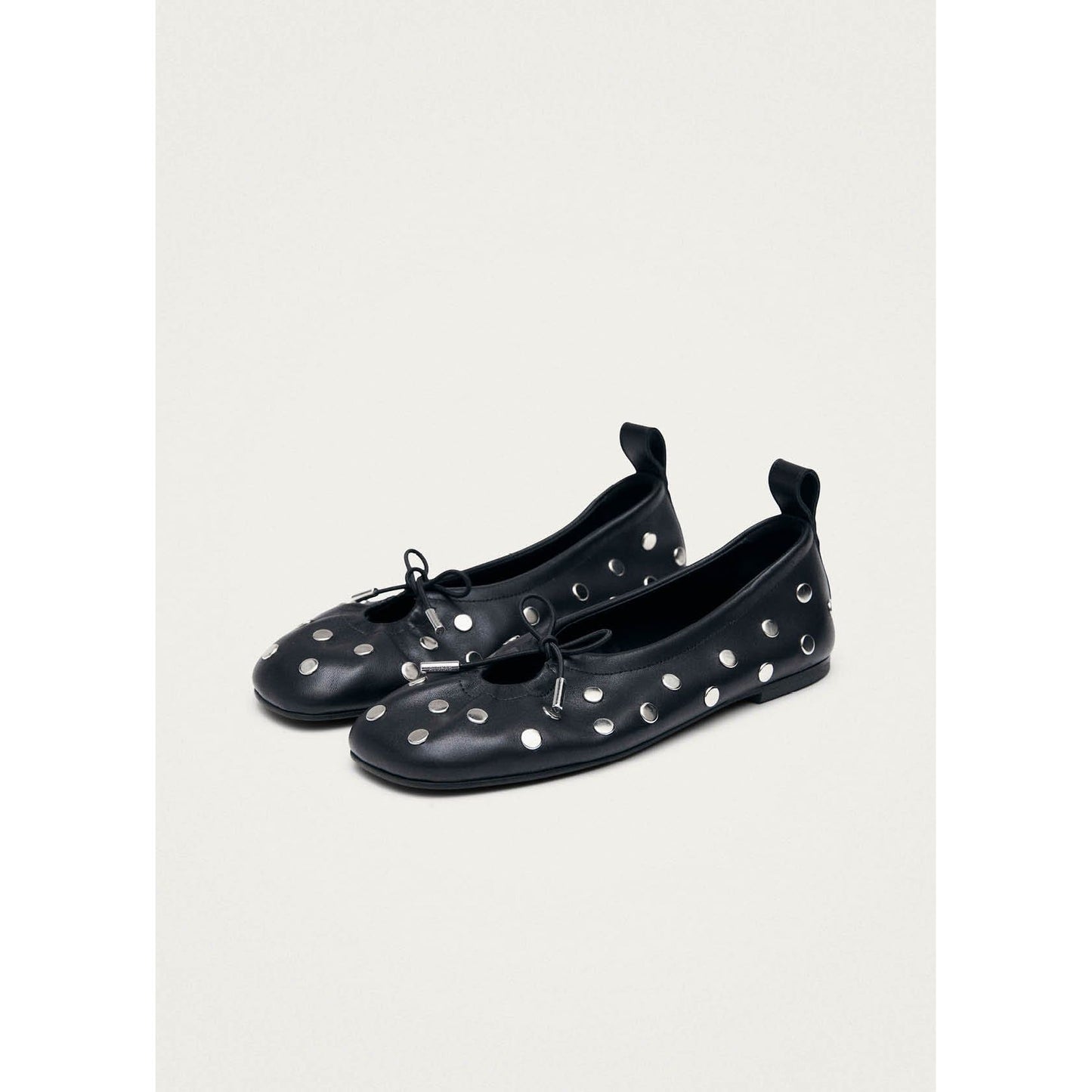 Rosalind All Studs Black Leather Ballet Flats