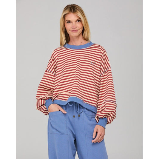 Guru Sweater - Washed Maroon Stripe