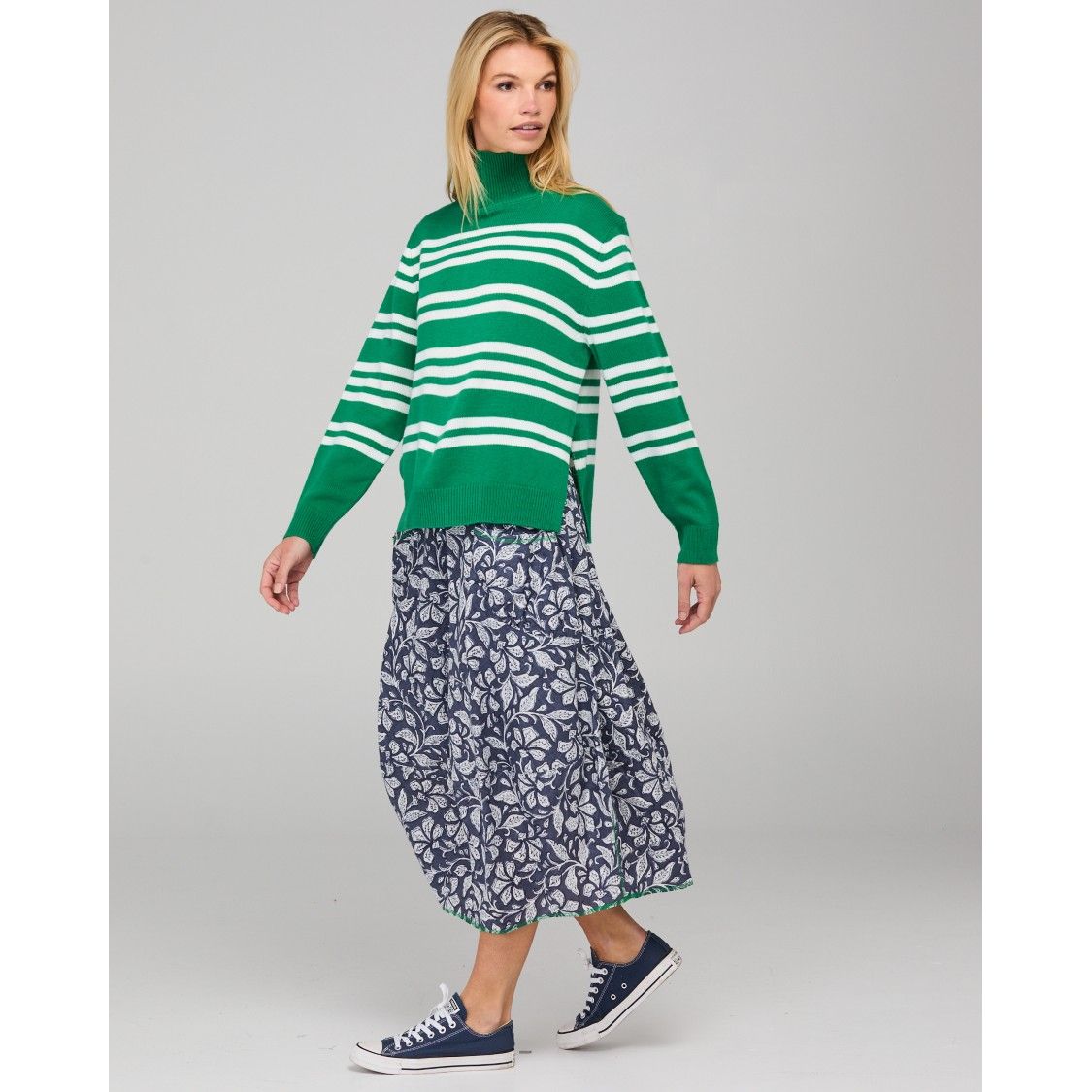 Zena Jumper - Green Stripe