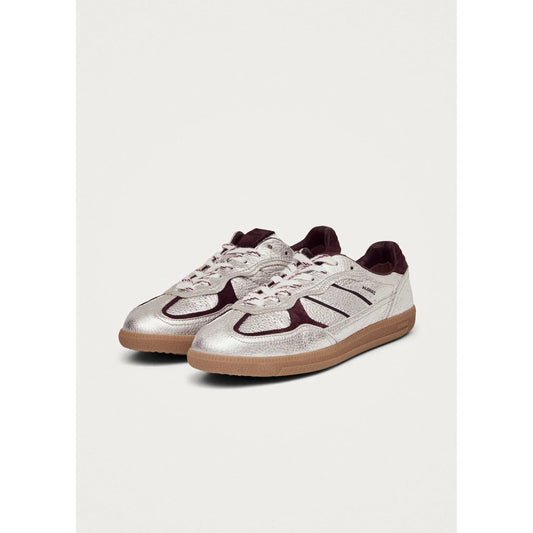 Tb.490 Grain Shimmer Silver & Burgundy Leather Sneakers