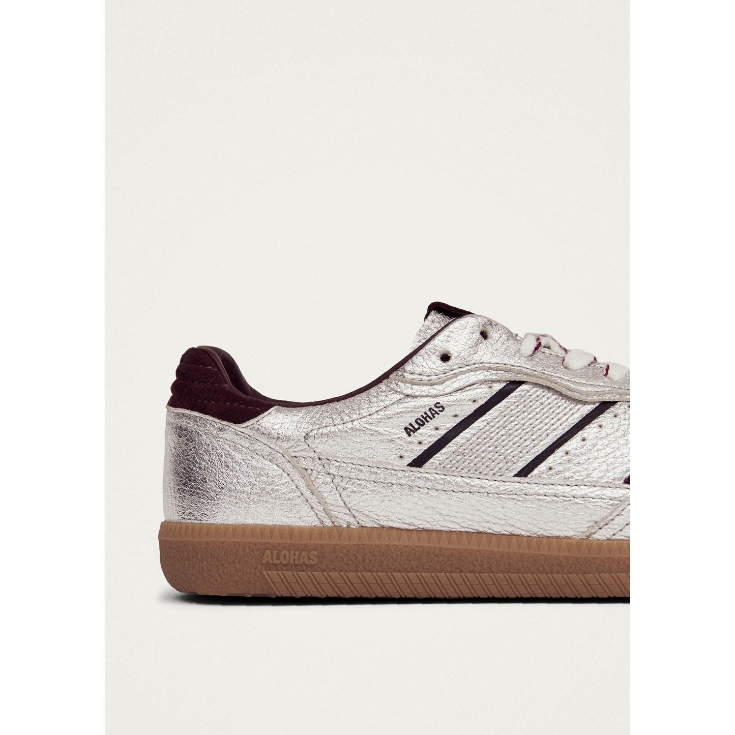 Tb.490 Grain Shimmer Silver & Burgundy Leather Sneakers