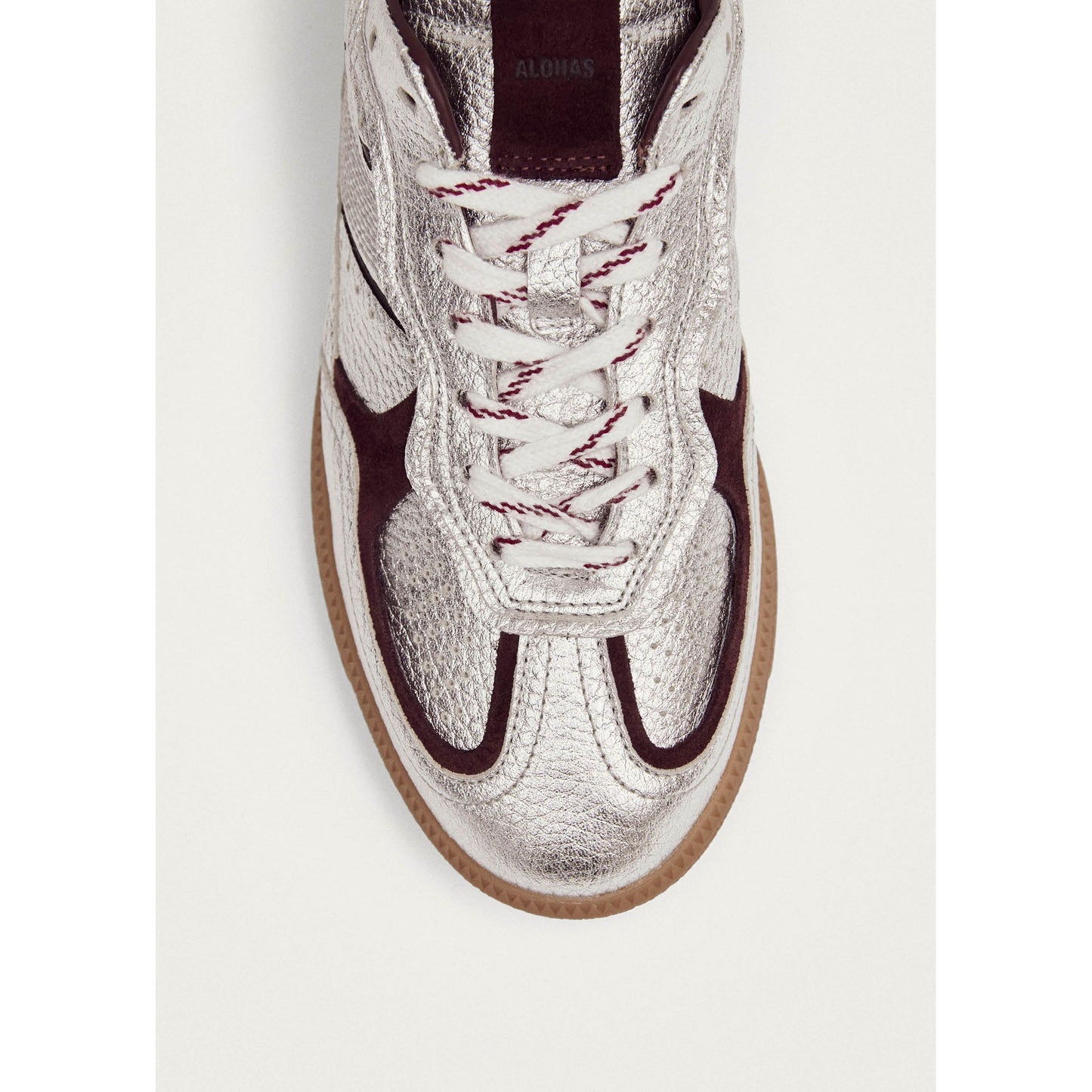 Tb.490 Grain Shimmer Silver & Burgundy Leather Sneakers