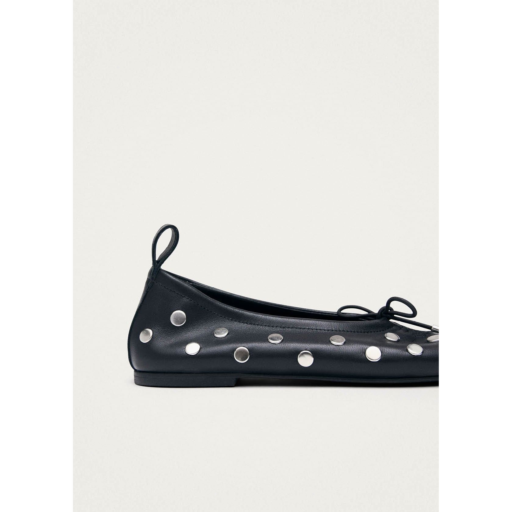 Rosalind All Studs Black Leather Ballet Flats