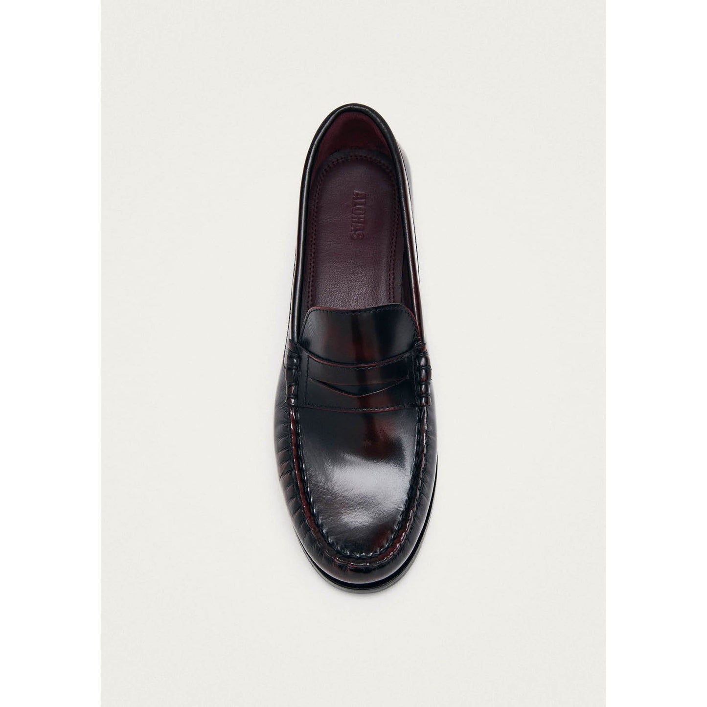 Rivet Vintage Effect Burgundy Leather Loafers